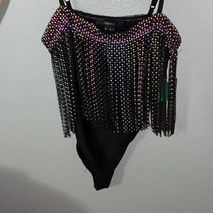 Bedazzled black bodysuit